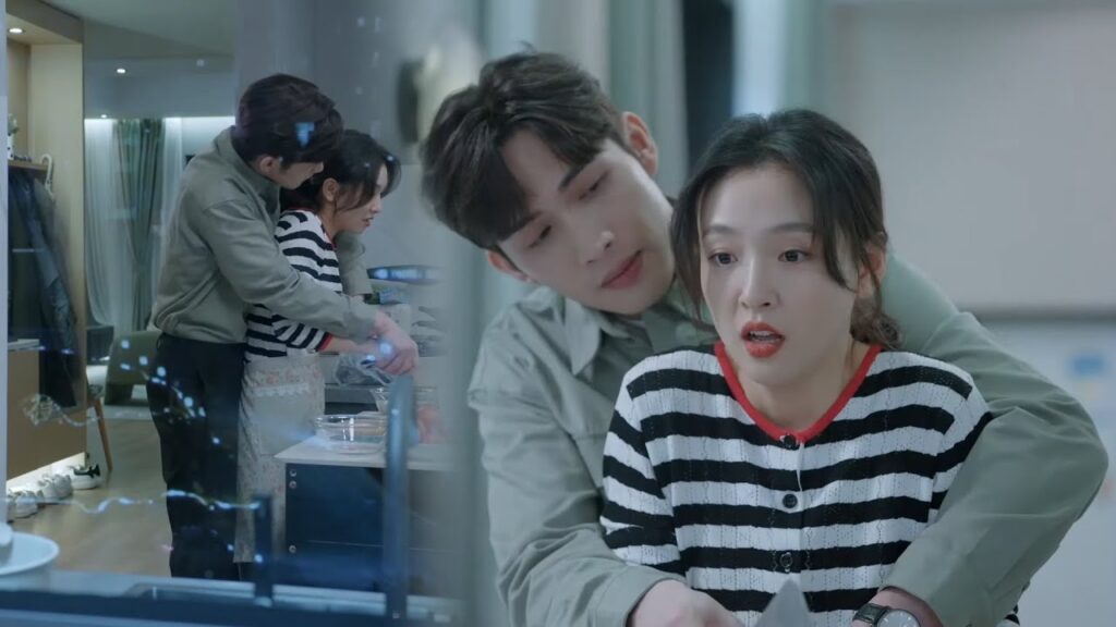 يمسح وجه حبيبته عندما عانقها من الخلف فكانت خجولة جدًا للتحدث❤️مشهد من "‫هنا نلتقي ثانية"