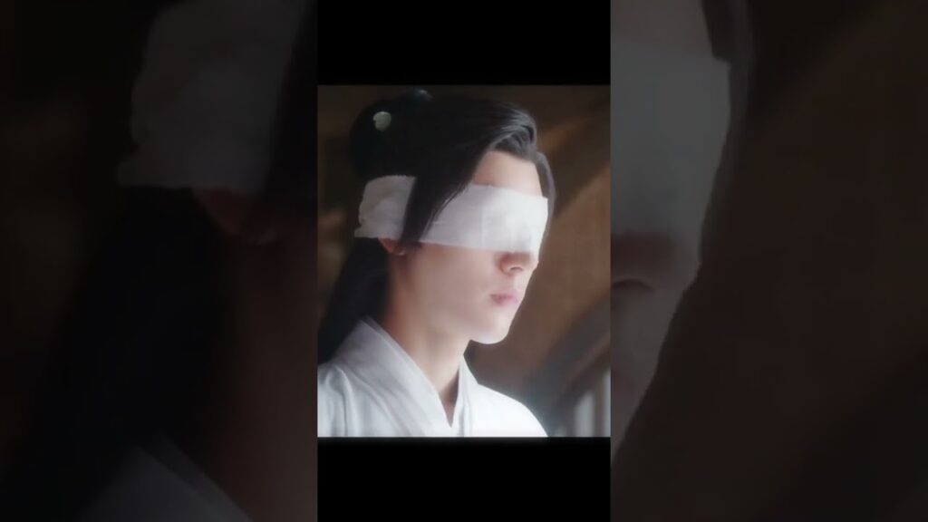 شعر أسود، معصوب العينين، ملابس بيضاء. 😍  #SimonGong #أسطورة_أن_له #TheLegendOfAnle #youku