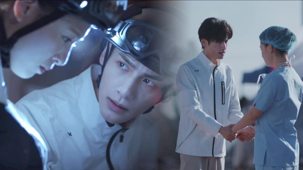 في اللحظة الحرجة، تقود الطبيبة الجميلة المحامي (لوو) إلى الأنقاض 🤝👫 | مشهد من المسلسل "نور الحياة"