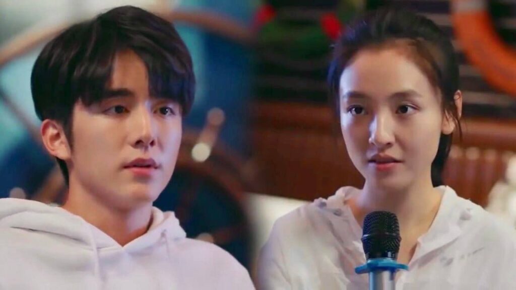 يخبرها بان صوتها جميل ولكن عليها التوقف لكي لا تتأذى حنجرتها ( تزلج في الحب )