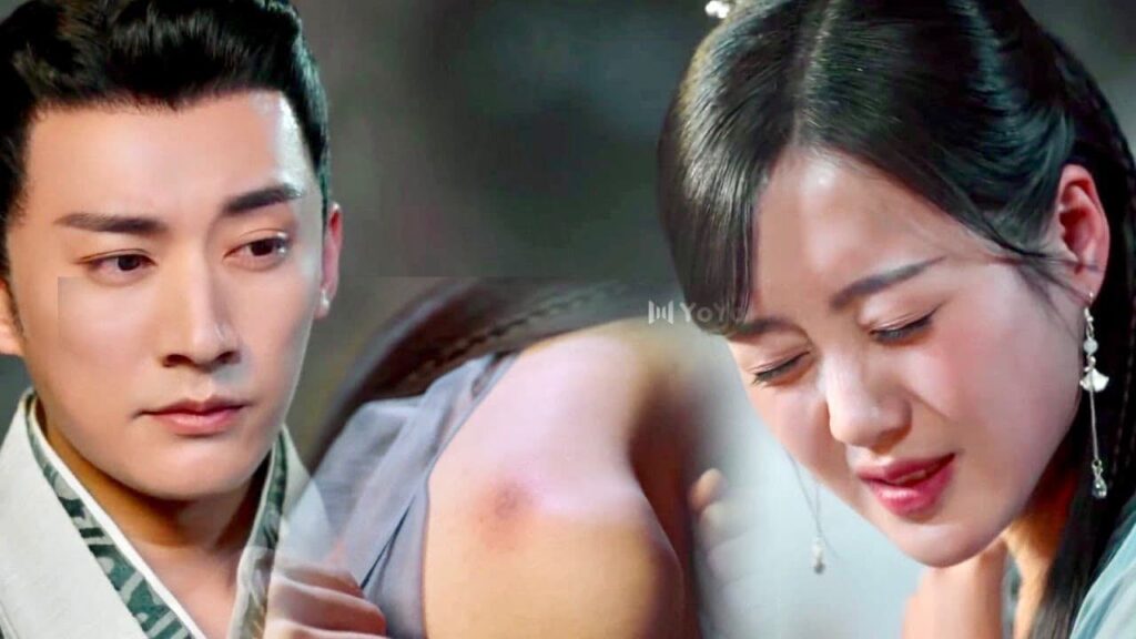 اعلان 7 , الأمير يعالج جرح جينغ لـو و بعد ان اصيبت بالاذى😱😭  ( جينغ لـو)