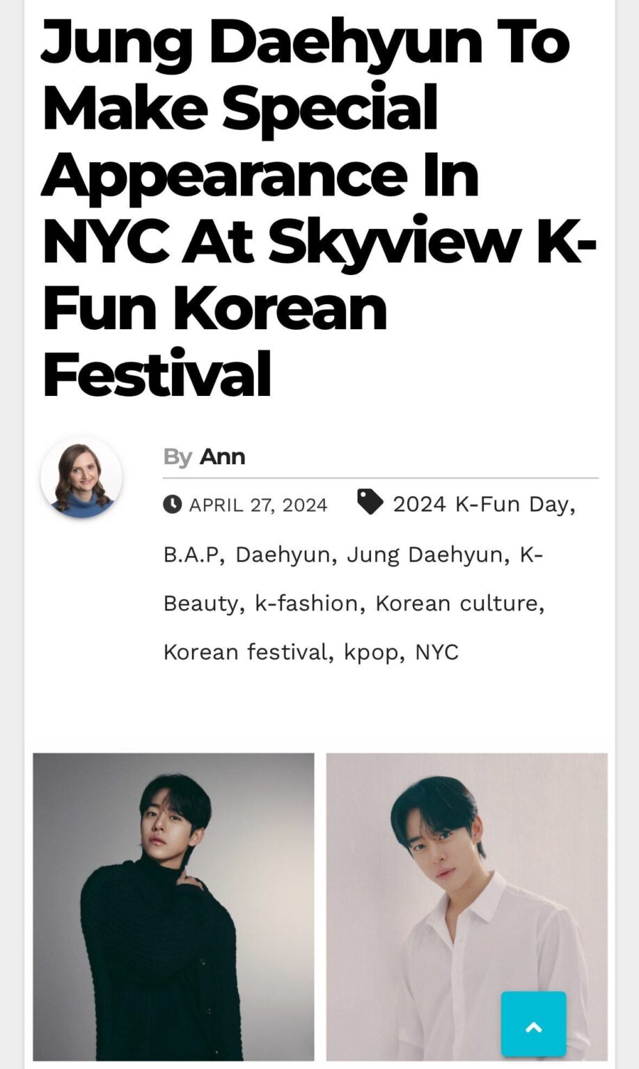 Jung Daehyun سيظهر بشكل خاص في مهرجان Skyview K-Fun الكوري لعام 2024 في نيويورك