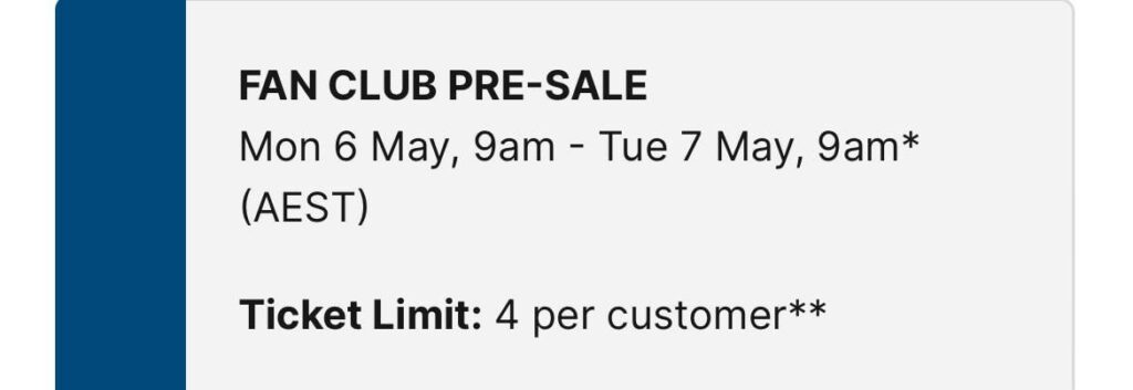 نادي المعجبين Ticketek؟