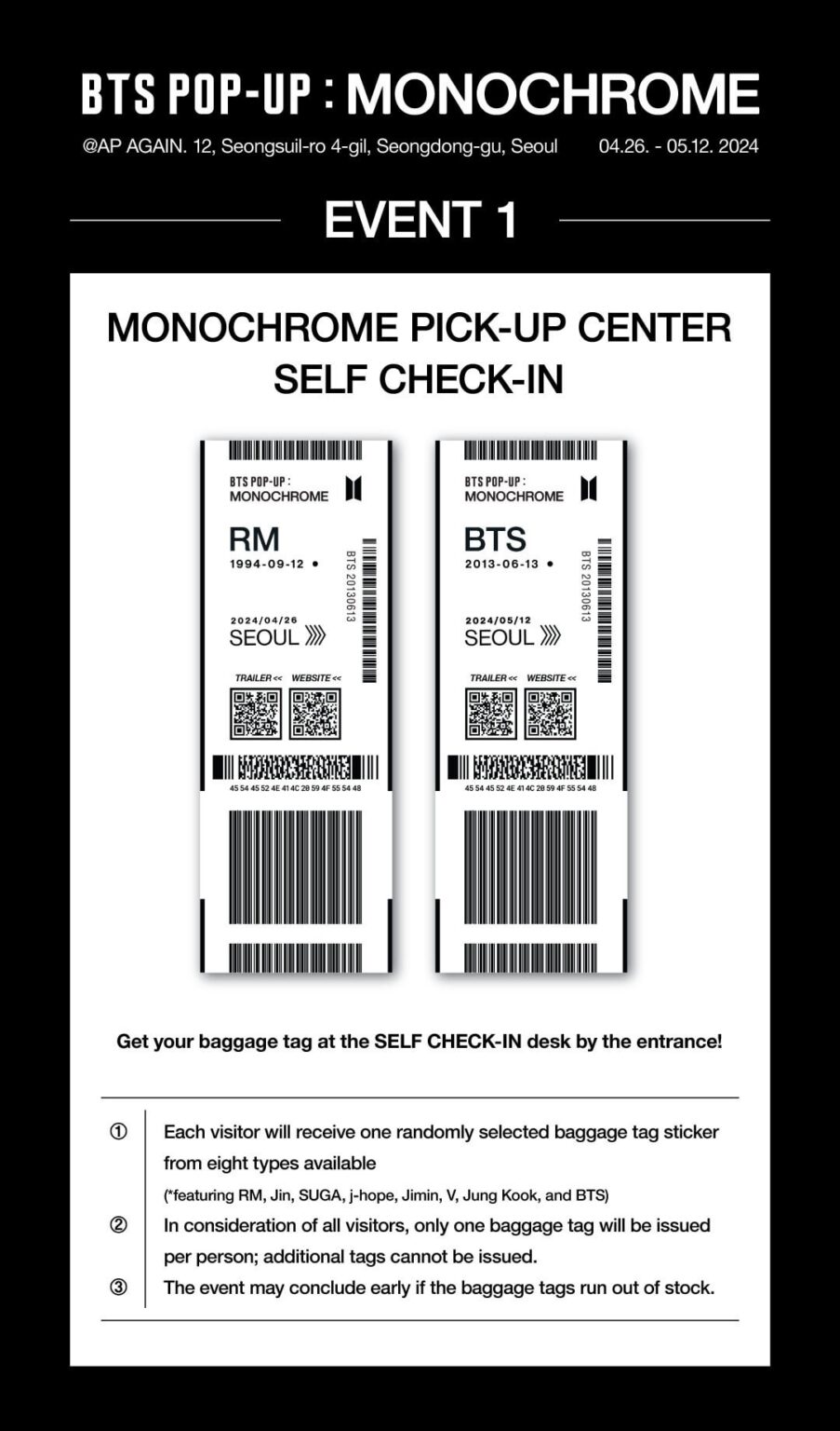 240425 HYBE MERCH: BTS POP-UP : MONOCHROME 📢 معلومات الحدث