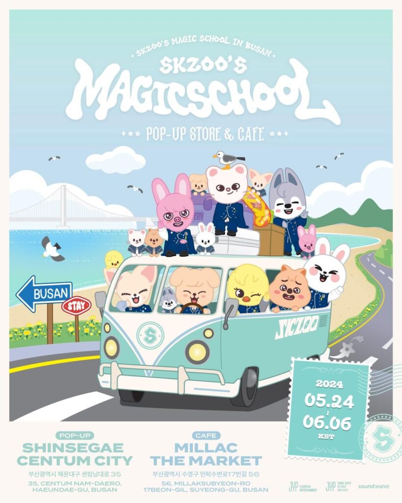 240426 Stray Kids x SKZOO POP-UP & CAFE 'SKZOO's Magic School' في بوسان سيتم تشغيله من 24.05.24 الجمعة إلى 06.06 الخميس (KST)