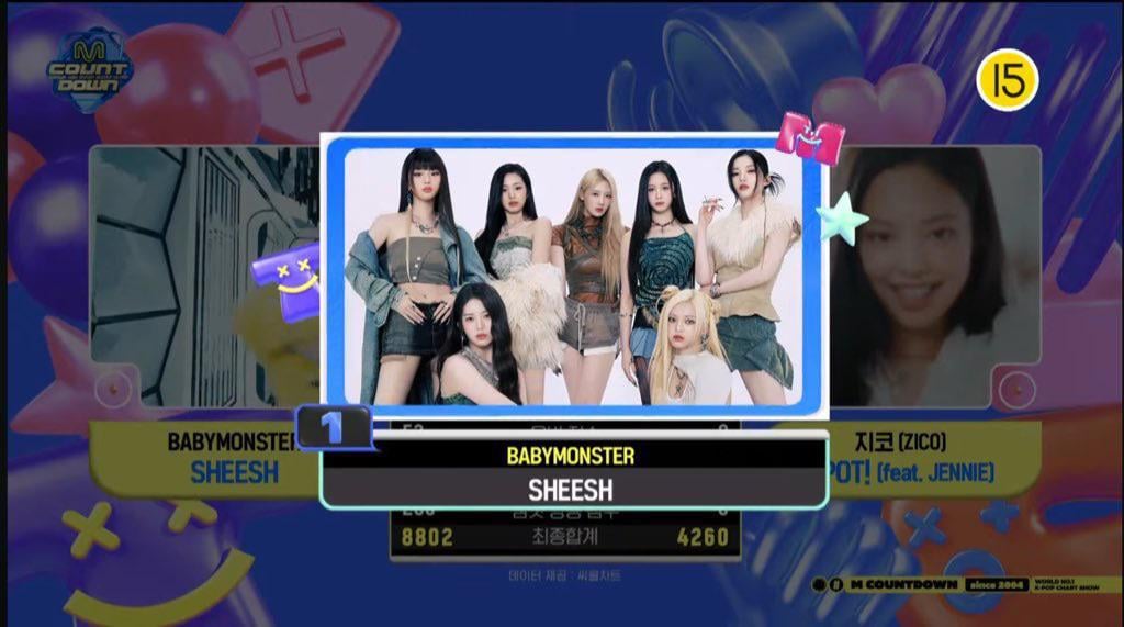حققت فرقة BABYMONSTER أول فوز لها على الإطلاق لأغنية "SHEESH" على Mnet M Countdown (240502)