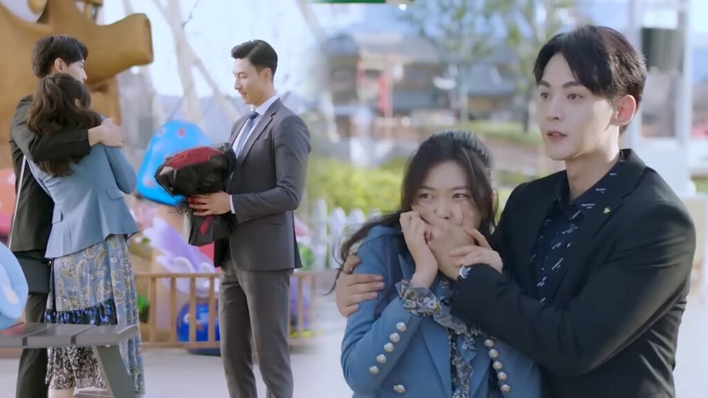 بمجرد سماع أنها تواعد رجل آخر يركض إليها للاعتراف بمشاعره نحوها وإعلان سيادته😅مشهد لطيف من عدنا للحب