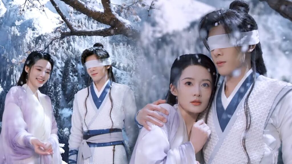 يقع محاربنا الشاب في حب بطلتنا الجميلة فينتهز الفرصة ليعانقها بين ذراعيه❄️مشهد من ليلة ثلجية حب أبدي