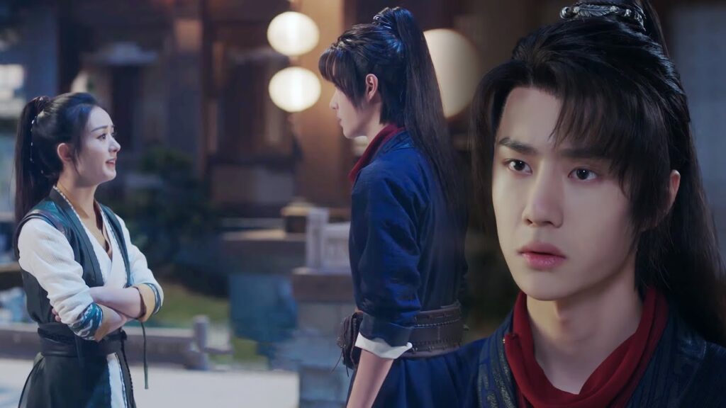 يحاول بطلنا اقناع حبيبته بالعدول عن قرارها وعندما تصر يغضب منها ويتركها ويرحل😯مشهد من "أسطورة فاي"