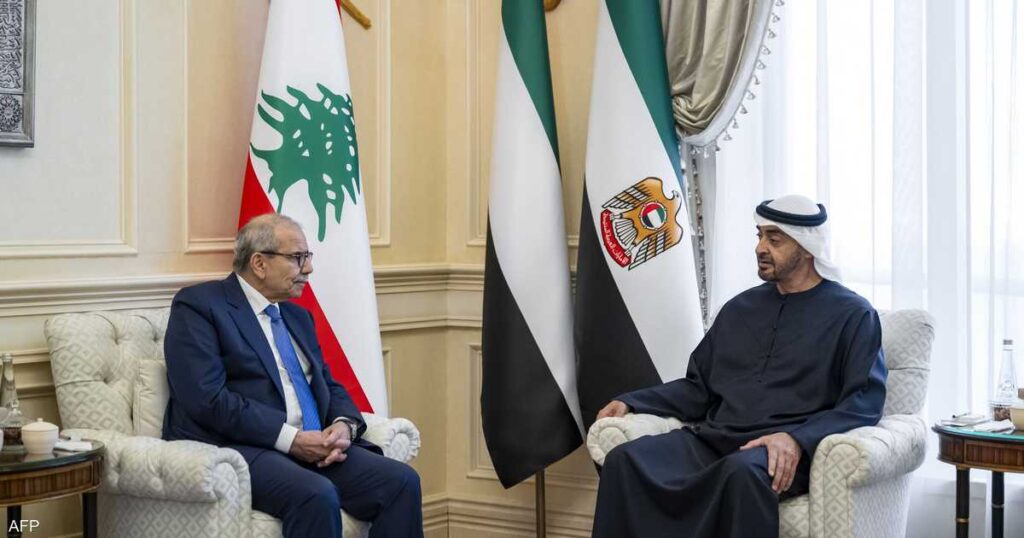 رئيس دولة الإمارات ورئيس وزراء لبنان يبحثان علاقات البلدين