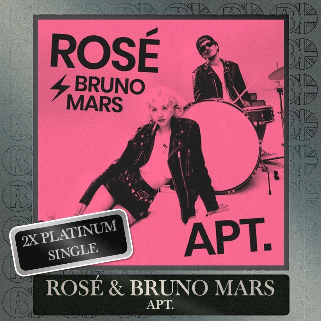 "شقة". بقلم Rosé (Blackpink) و Bruno Mars هو الآن Brit Certified 2x Platinum