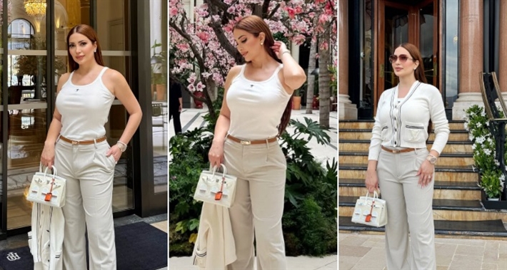 #شرطة_الموضة: نسرين طافش بإطلالة كاجوال بيضاء بحقيبة نادرة … سعرها 15 مليون جنيه | خبر نسرين طافش