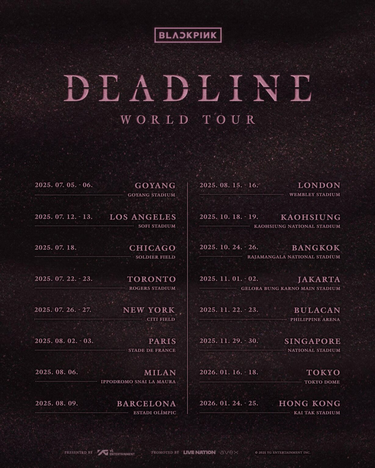Blackpink - 2025-2026 Blackpink World Tour: الموعد النهائي (ملصق الجدول)