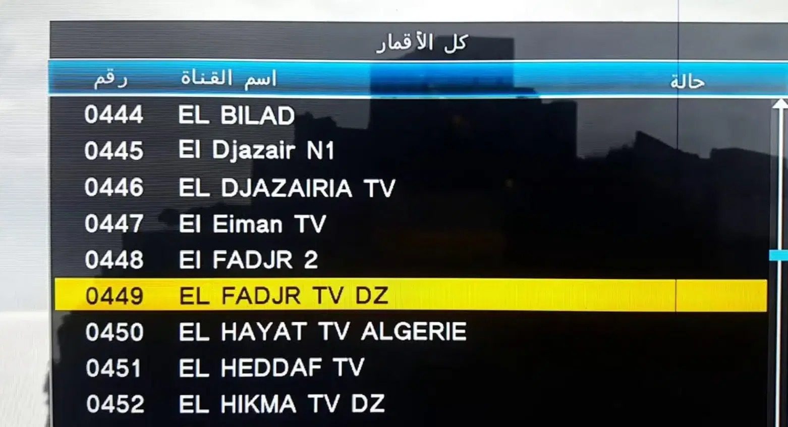 تردد قناة الفجر الجزائرية 