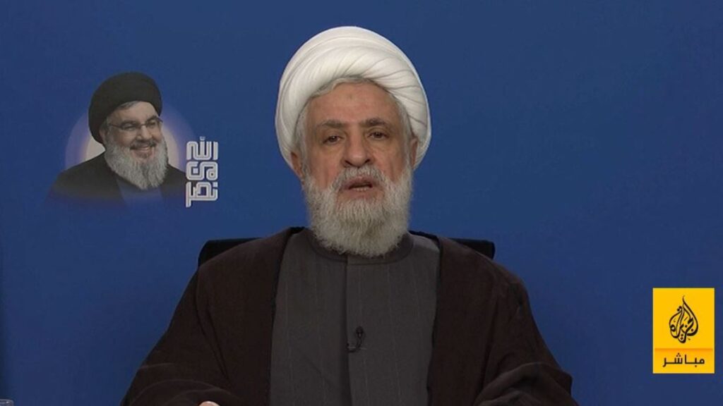 نعيم قاسم يعلن موقف حزب الله من الهجوم الإسرائيلي على إيران