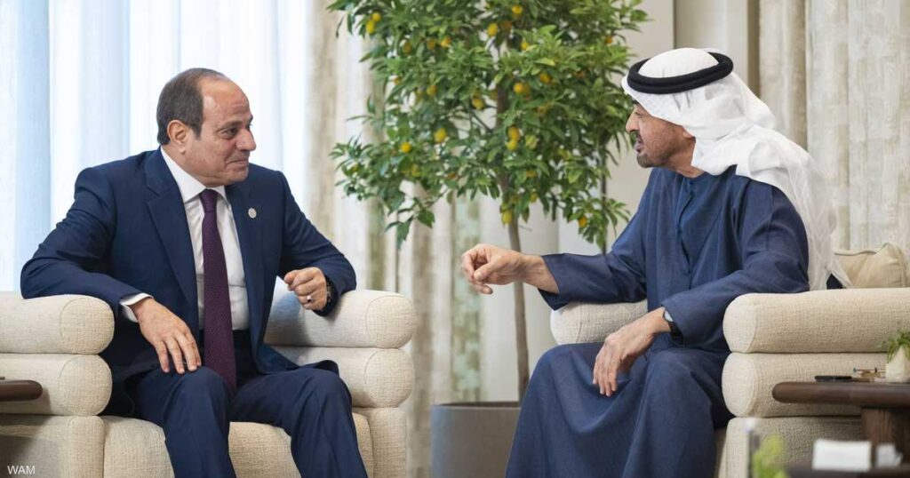 رئيس دولة الإمارات والرئيس المصري يبحثان التطورات الإقليمية
