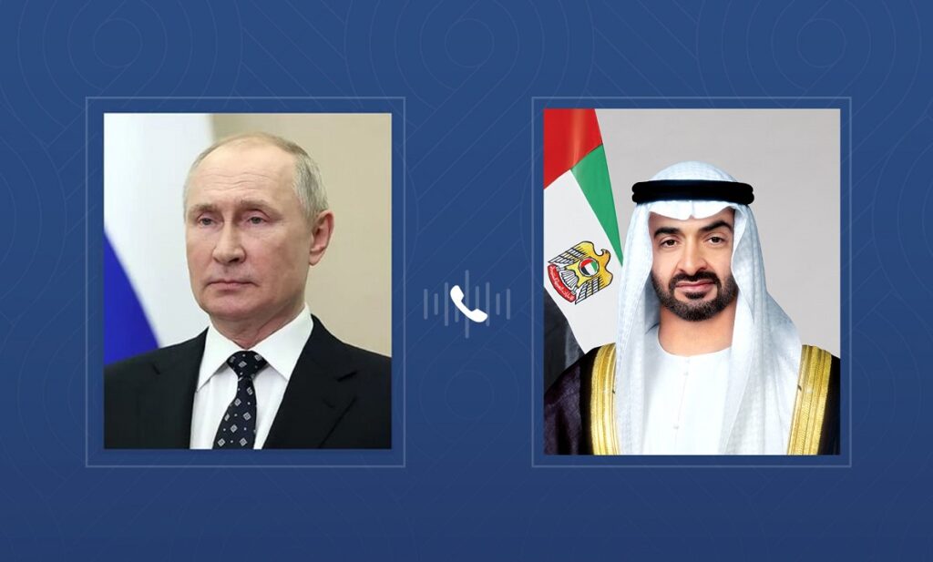 رئيس الدولة والرئيس الروسي يبحثان هاتفيا سبل احتواء التصعيد في المنطقة رئيس الدولة والرئيس الروسي يبحثان هاتفيا سبل احتواء التصعيد في المنطقة