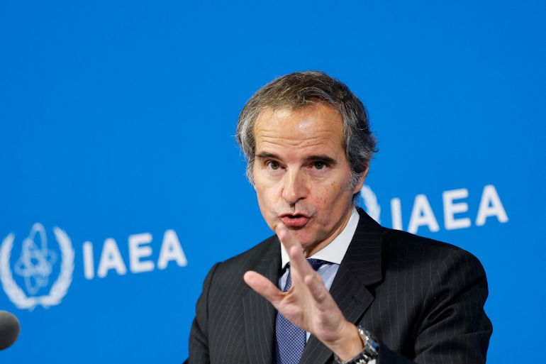IAEA Director General Rafael Grossi holds a news conference after the first day of the agency's quarterly Board of Governors meeting at the IAEA headquarters in Vienna, Austria, June 9, 2025. REUTERS/Lisa Leutner