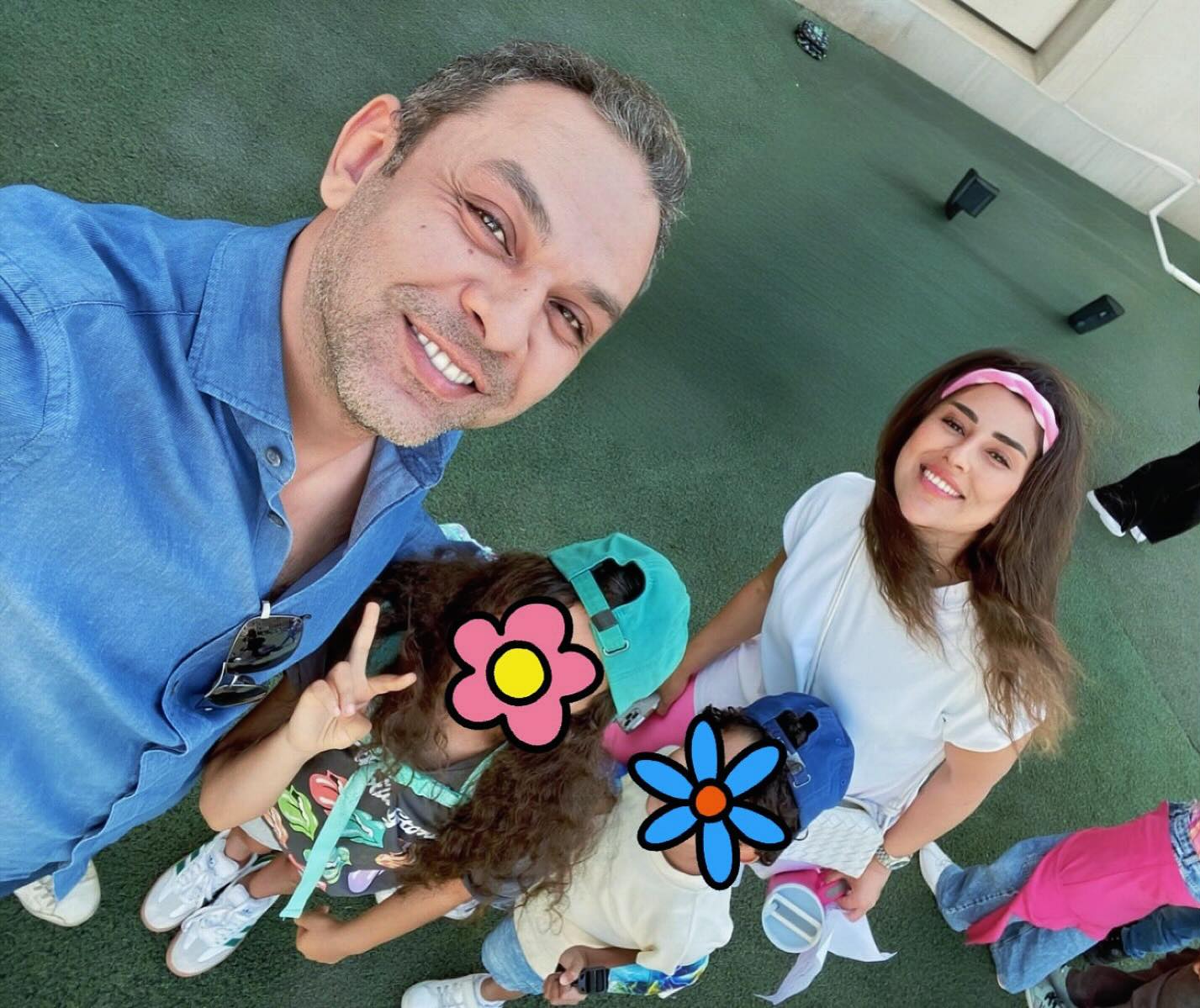 ايتن عامر وطليقها محمد عز العرب وابنائهما