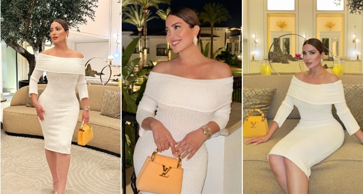 #شرطة_الموضة: نسرين طافش بفستان أبيض بسيط وحقيبة من louis vuitton سعرها 400 ألف جنيه | ألبوم نسرين طافش