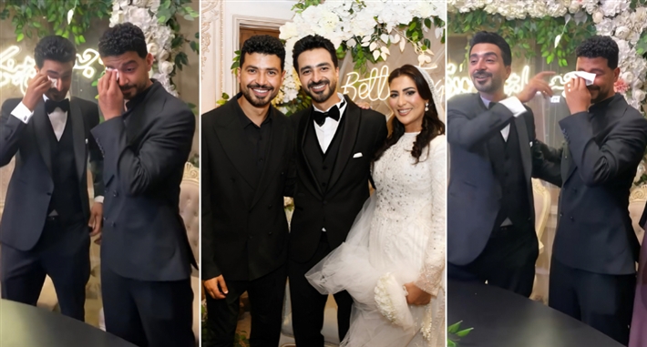دموع الفرح ... محمد أنور لم يتمالك دموعه في زفاف شقيقه