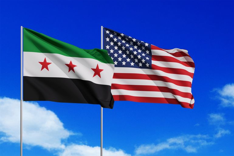 American and Syrian flags