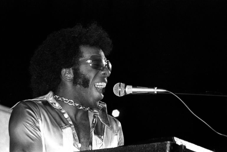 Sly Stone performs at Harvard Stadium, Brighton, Boston, Massachusetts, 1969. (Photo by Spencer Grant/Getty Images)