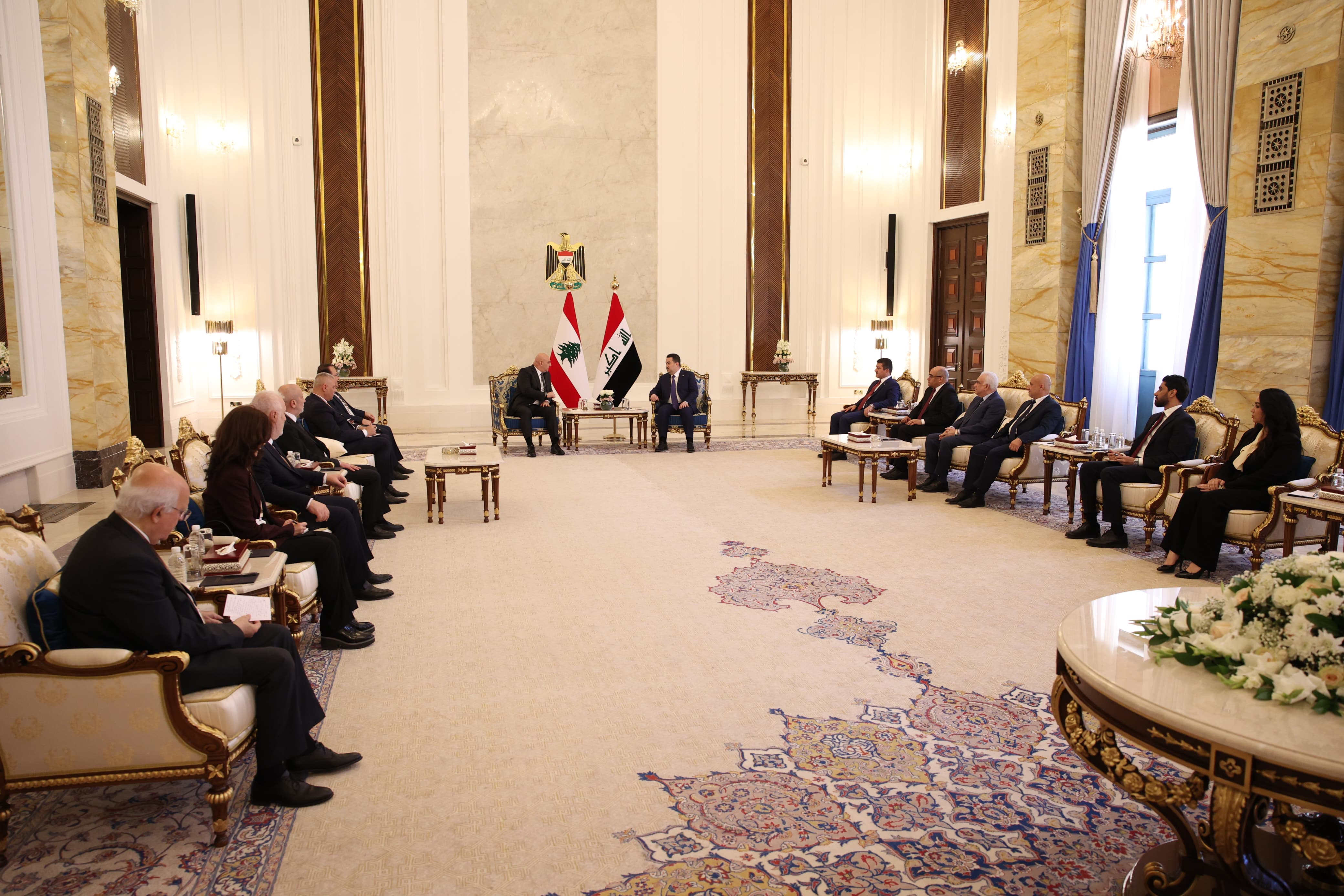 الوفدان اللبناني والعراقي في بغداد (الرئاسة اللبنانية).