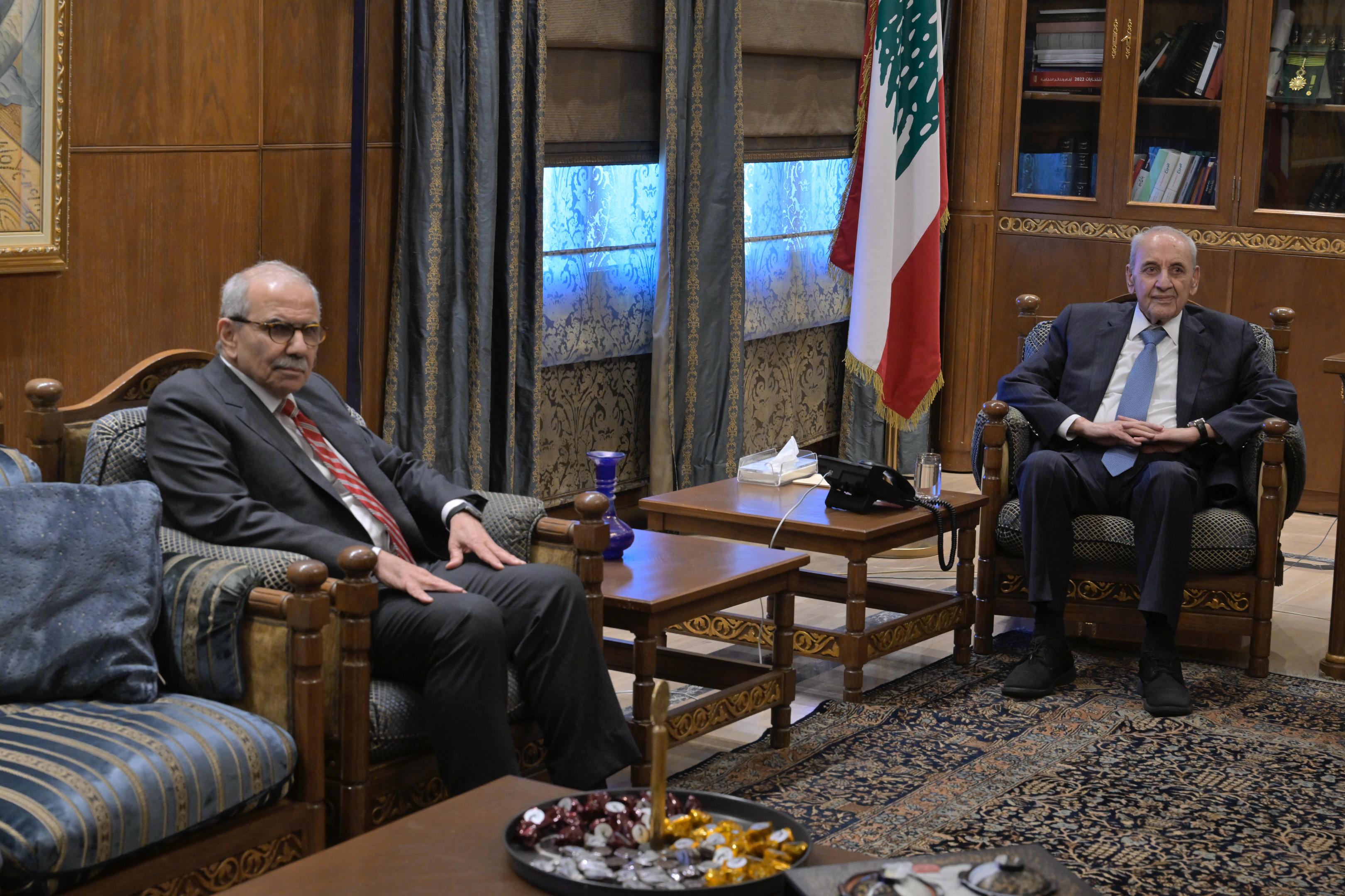 لقاء يجمع نبيه بري ونواف سلام في عين التينة  (نبيل إسماعيل). 