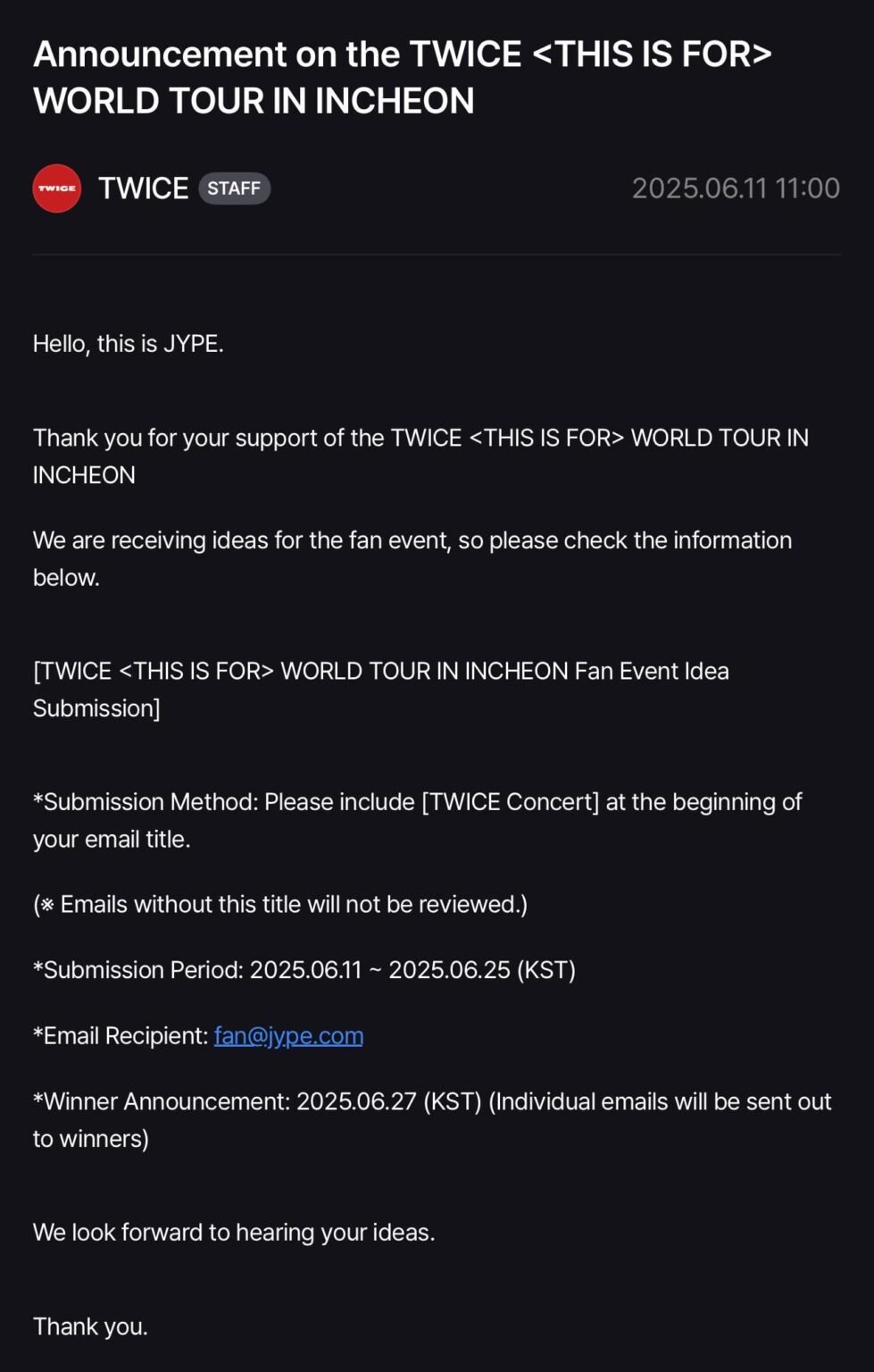 World Tour Fan Advents 061125