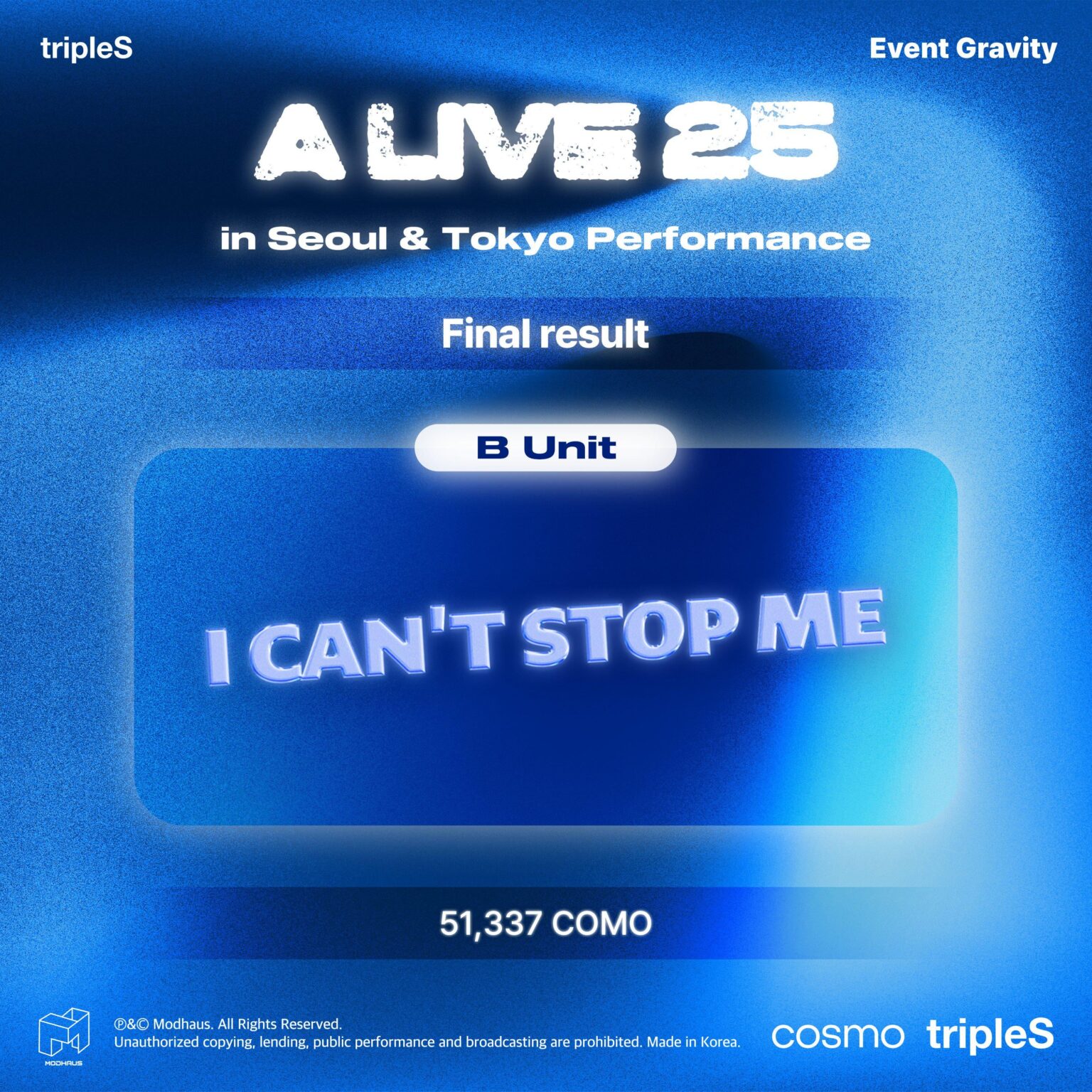 Triples - Gravity Event: A Live 25 في أداء Seoul & Tokyo (اختر الأداء الخاص الذي ستقدمه الوحدة B - الفائز: مرتين "لا يمكنني إيقافي")