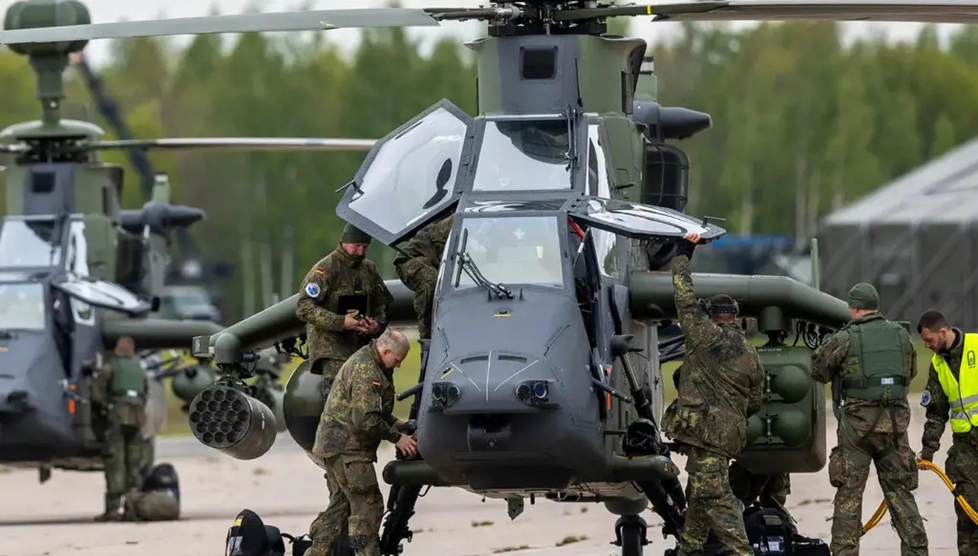 قوات ألمانية خلال تدريبات للناتو في أيار / مايو الماضي. (ا ب)