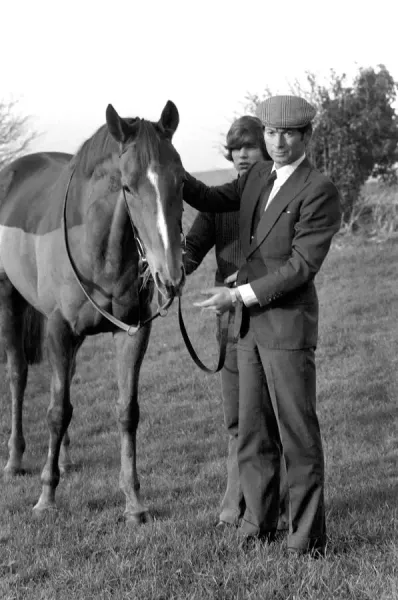 Barry Hills with Dibidale at Lambourn Stables February 1975. Prints from Memory Lane