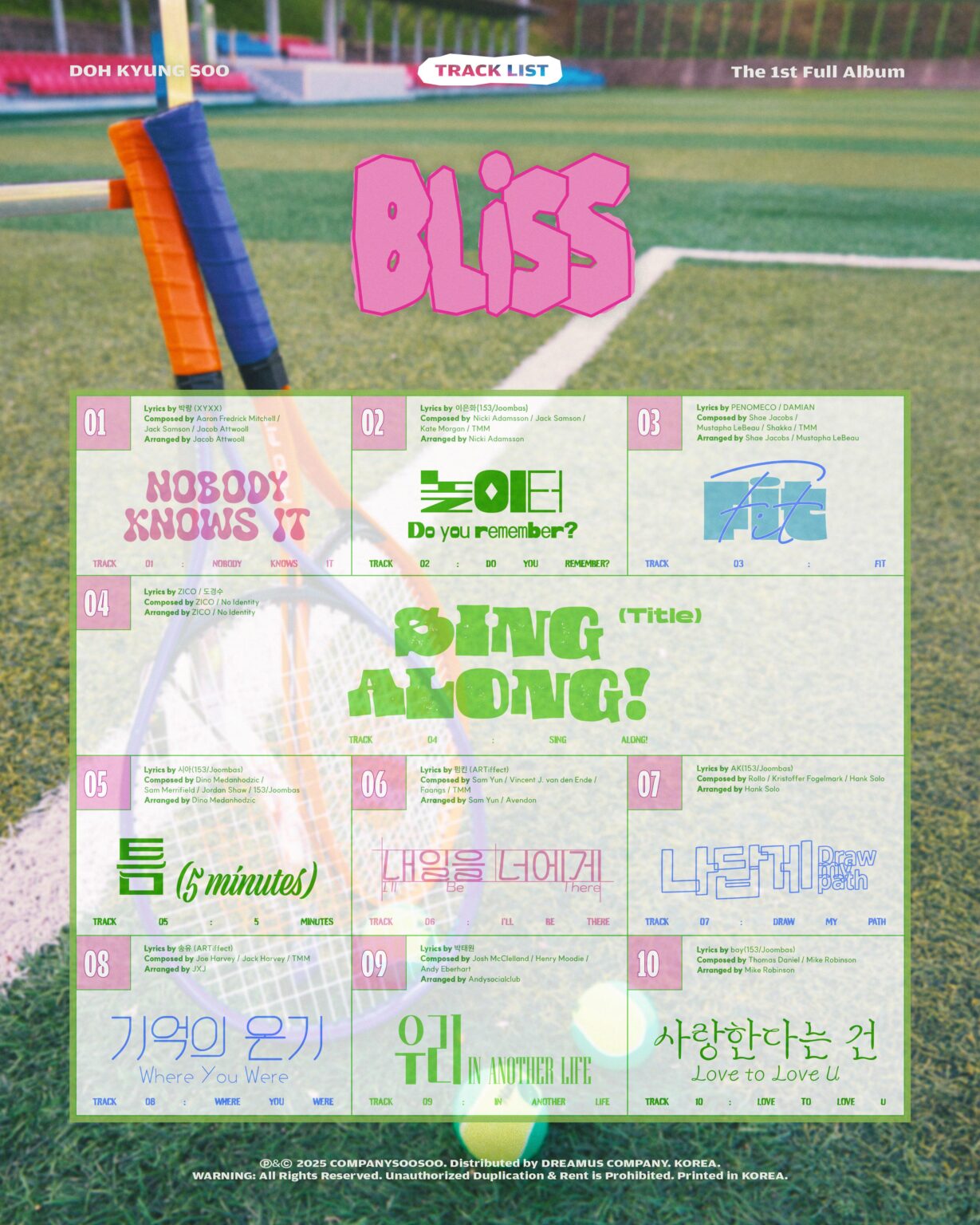 Doh Kyungsoo / do (Exo) - 1st Full Album 'Bliss' (قائمة المسار)
