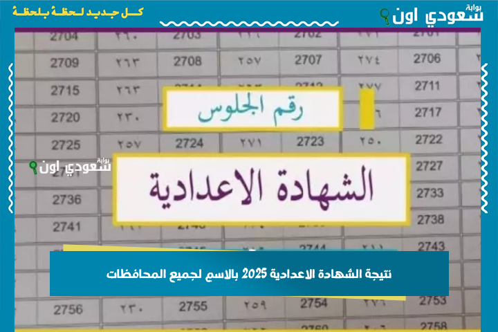 ظهور نتيجة الصف الثالث الإعدادي بالاسم او برقم الجلوس 2025 الترم الثاني لجميع المحافظات ادخل على اللينك وشوف نتيجتك من غير تعب بوابة سعودي اون