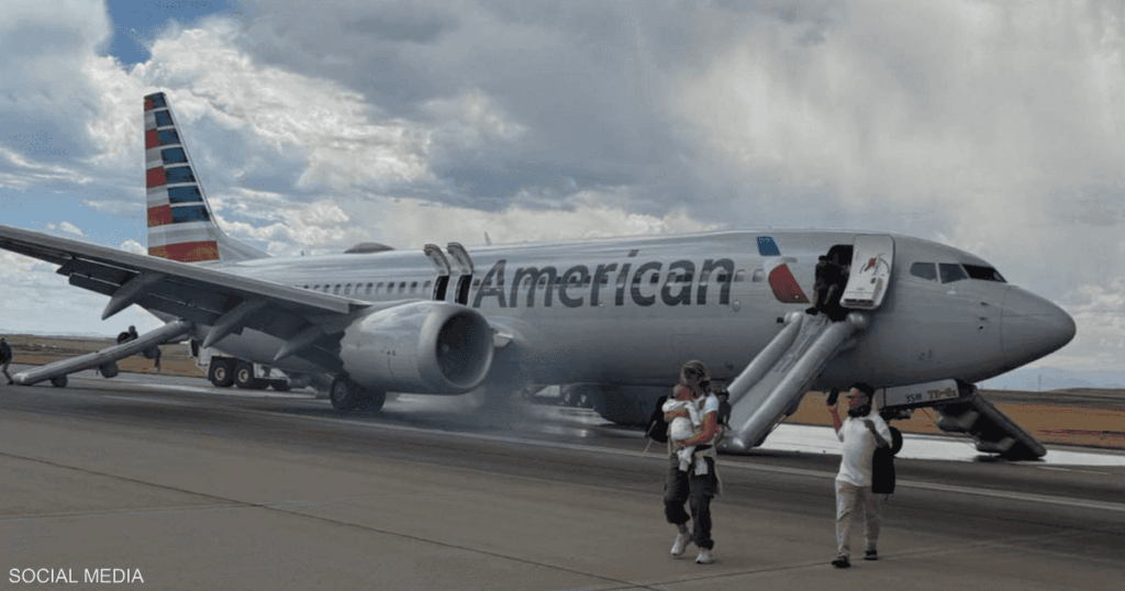 شاهد.. هروب الركاب من طائرة أميركية مشتعلة شاهد.. هروب الركاب من طائرة أميركية مشتعلة