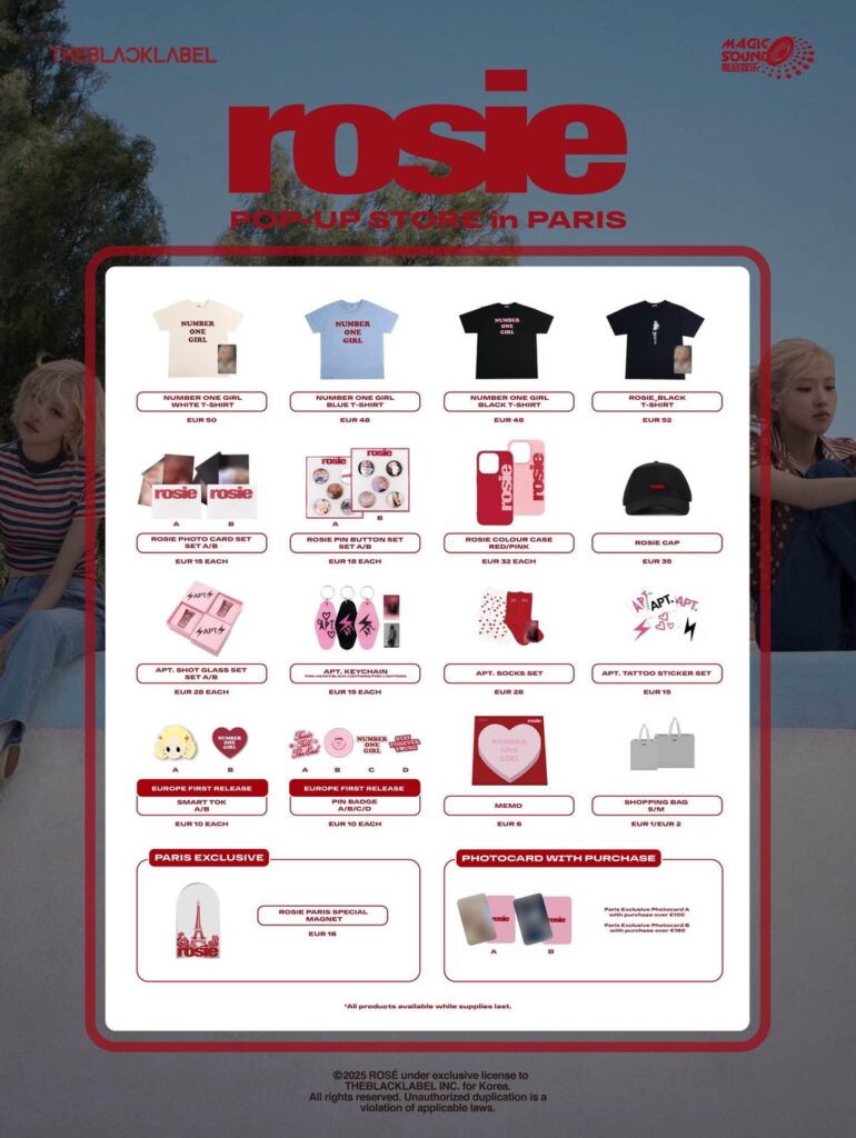 250723 ألبوم Rosé First Studio [rosie] متجر المنبثقة في قائمة MD باريس