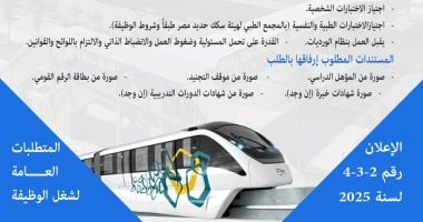 تعرف على شروط وأوراق التقدم لوظيفة مشرف محطة بمشروع المونوريل