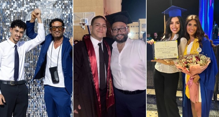 عمرو سعد يحتفل بتخرج ابنه رابي