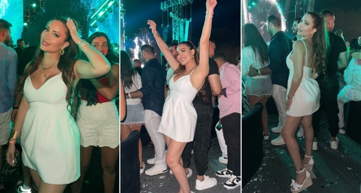 نسرين طافش بفستان أبيض قصير في حفل عمرو دياب في الساحل الشمالي | ألبوم نسرين طافش في حفل عمرو دياب في الساحل الشمالي