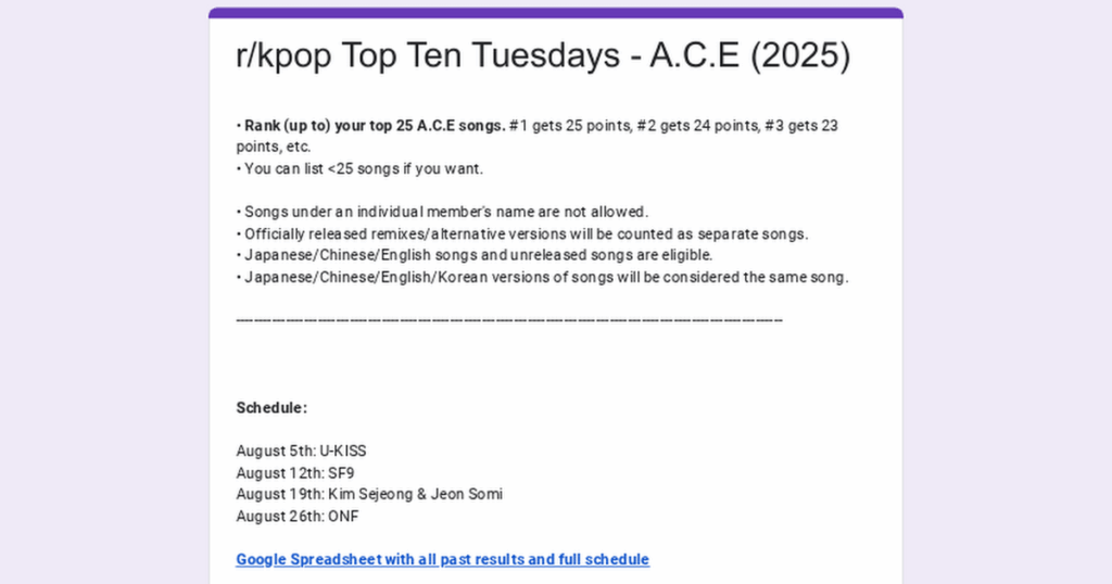 /R/KPOP Top Text Tuesdays التصويت: ACE (2025)