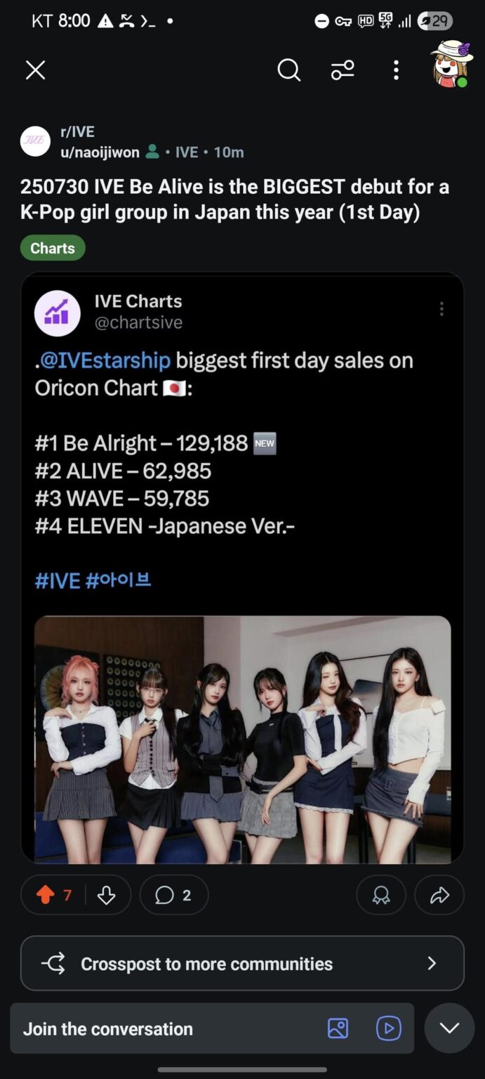 250730 Ive Be Aive هو أكبر لاول مرة لمجموعة K-Pop Girl في اليابان هذا العام (اليوم الأول) المخططات