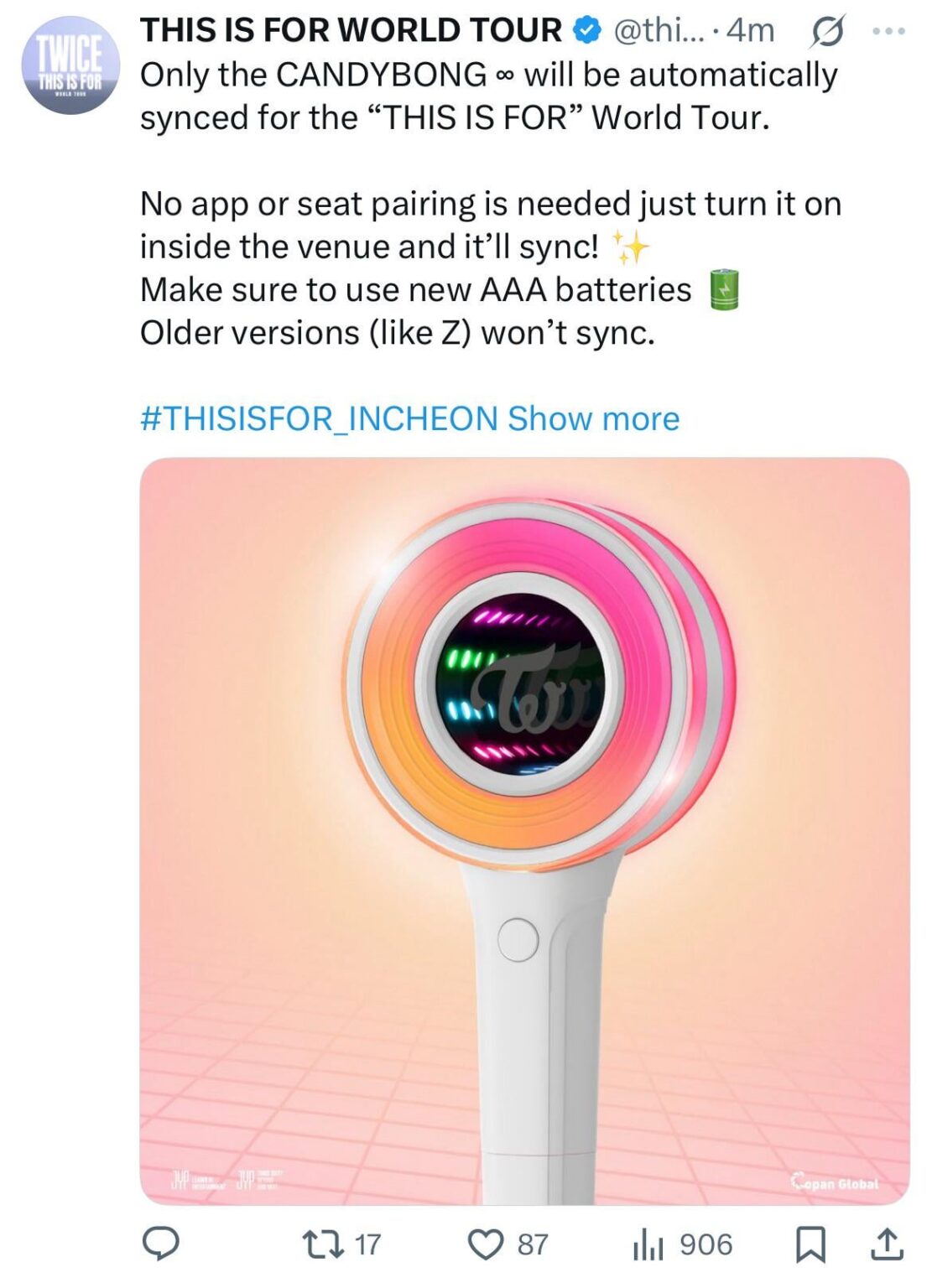250719 ThisisforwTour Twitter Update - سيتم مزامنة CB ∞ فقط تلقائيًا لجولة World "This Is Is Is For".