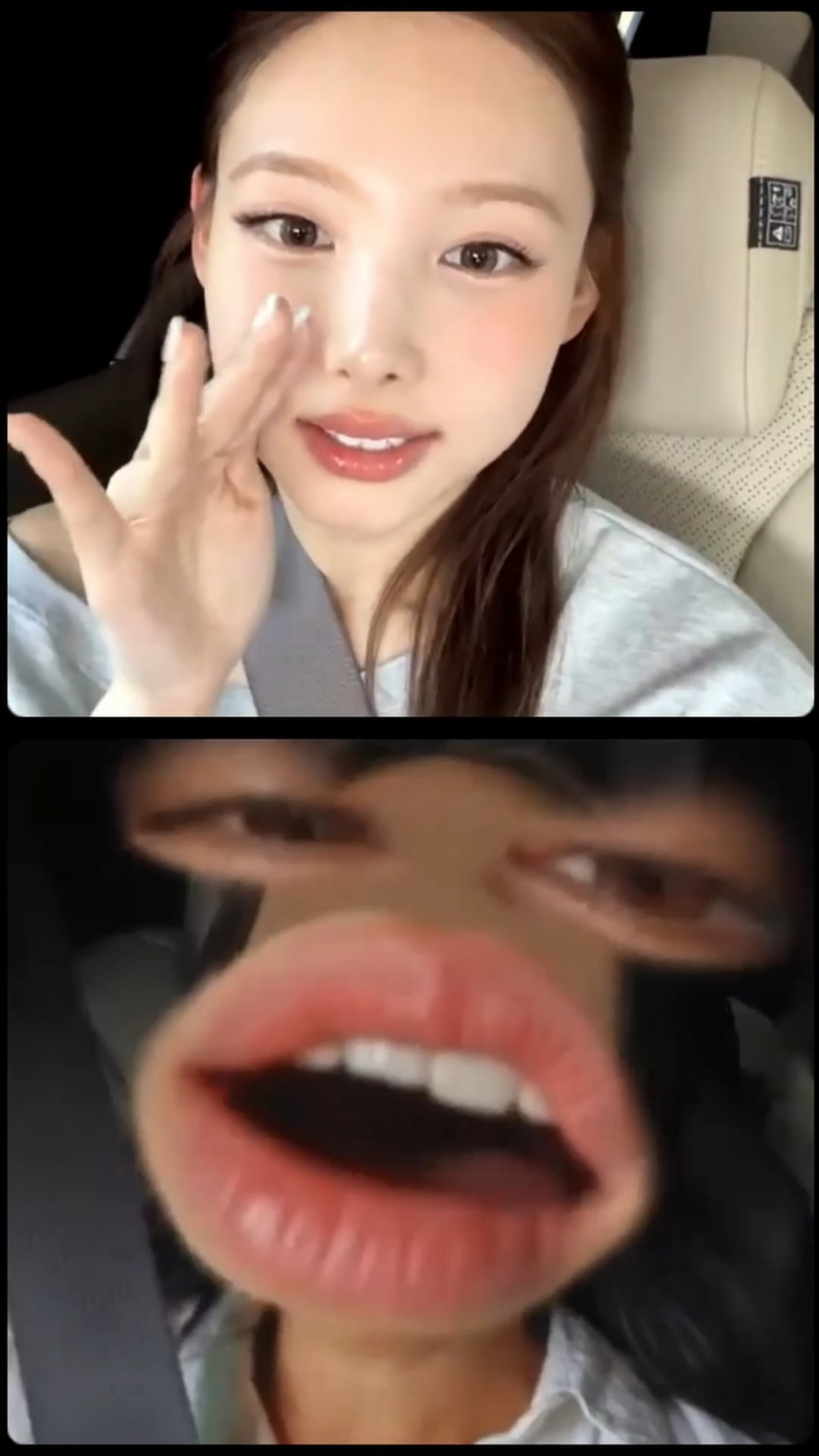 250707 - رد فعل نايون بعد مرشح Jeongyeon اشتعلت Jihyo في منتصف التثاؤب