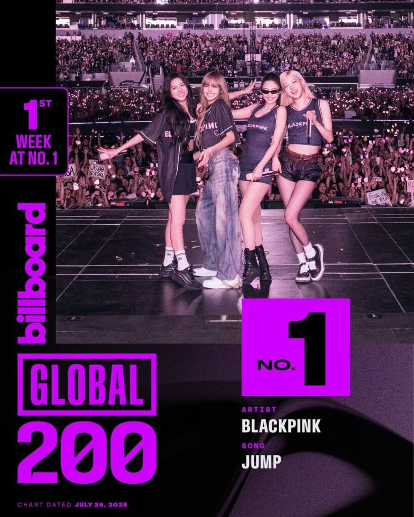 250721 Blackpink - "뛰어 (Jump)" لأول مرة في المرتبة الأولى على كل من Billboard Global 200 & Global Excl. نحن!