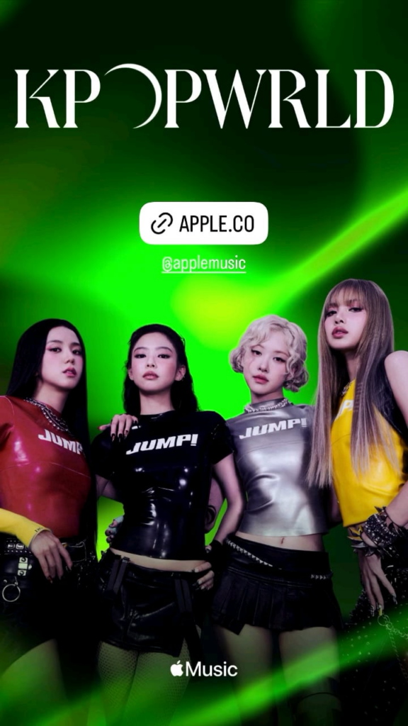 250711 Blackpink IG story Update - "Jump" لاول مرة في قائمة تشغيل K -Popwrld في #1 ونعمة الغلاف على قائمة تشغيل Apple Music Playlist