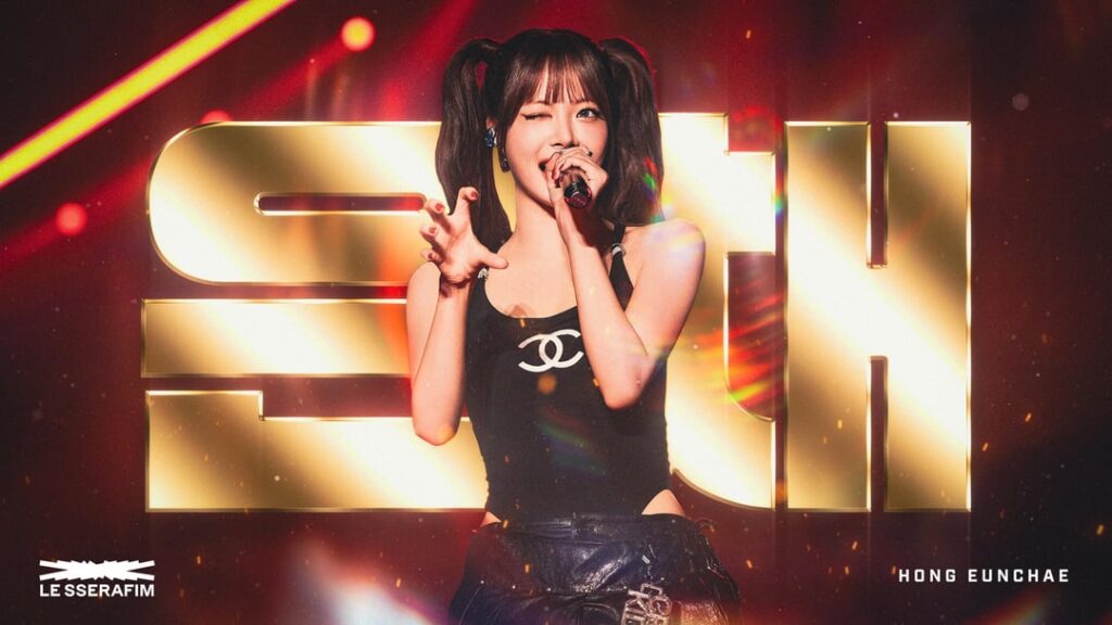 Le Sserafim "Gold Hangul" خلفية سطح المكتب - Eunchae