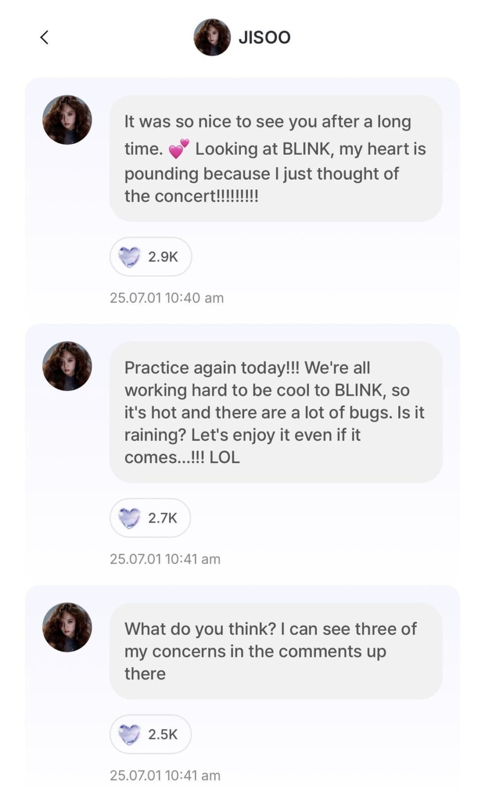 250701 تحديث خلاصة تطبيق JISOO