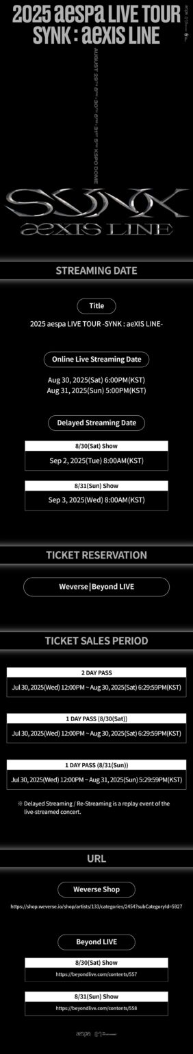 250730 AESPA - SYNK: AEXIS LINE TOUR في سيول (Weverse + Beyond Live Streaming Prober)