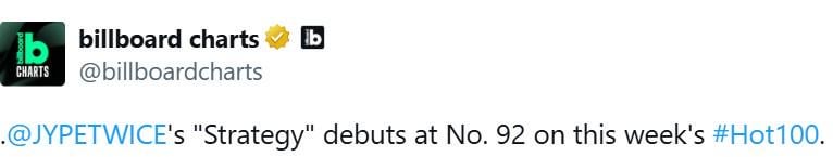 250729 Billboard Charts Twitter Update - لاول مرة "استراتيجية" مرتين في رقم 92 في Hot 100 هذا الأسبوع.